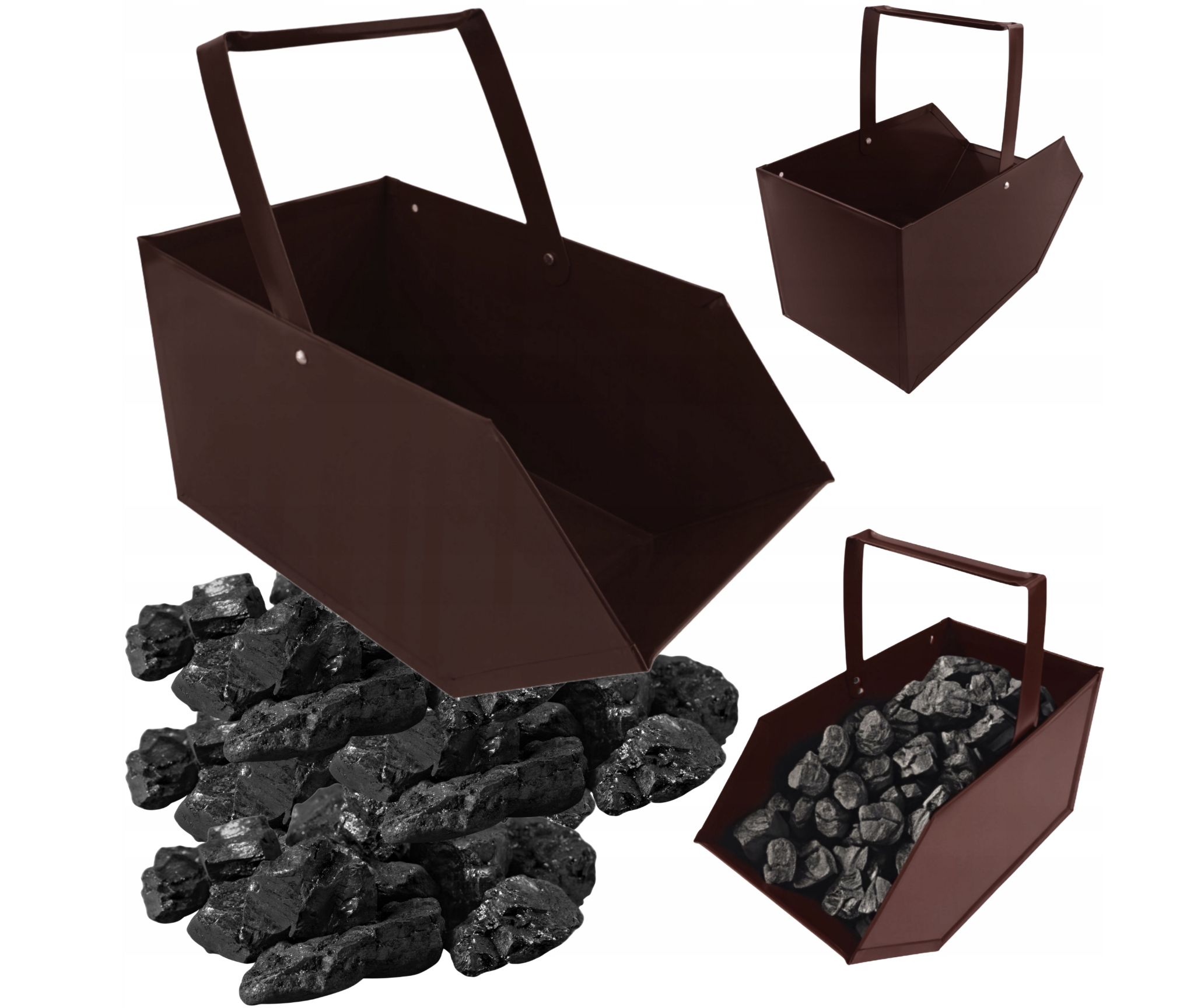 Kovový kôš na uhlie a brikety – bronz – Obrázok 3